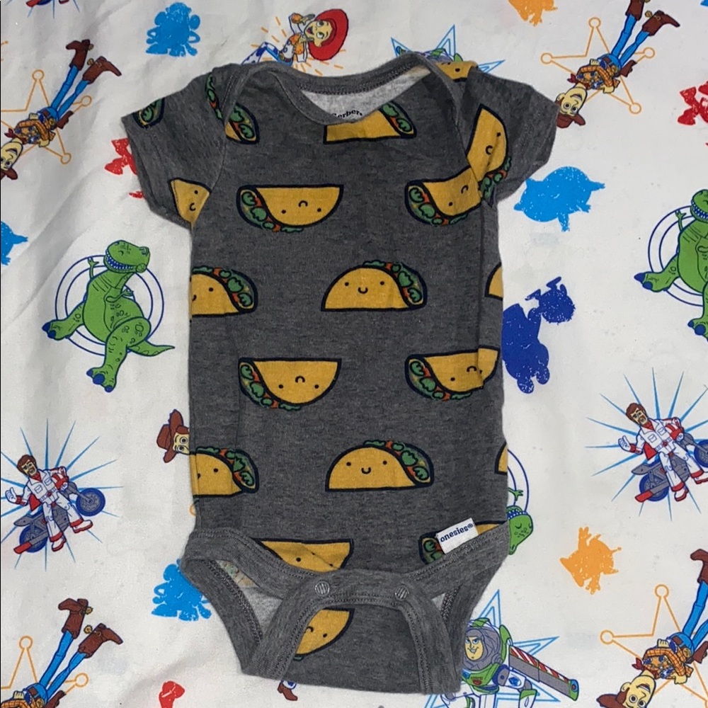 Gerber Gray and Yellow Bodysuit Playful Taco Design